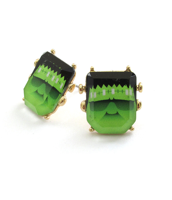 HALLOWEEN THEME EPOXY EARRING - FRANKENSTEIN