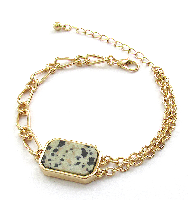 SEMI PRECIOUS STONE MIX CHAIN BRACELET - DALMATIAN