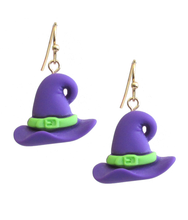 HALLOWEEN THEME CLAY EARRING - WITCH HAT