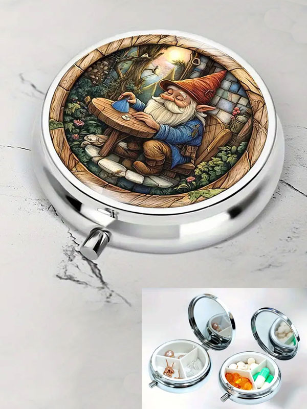 Portable pill box - 3 compartment - gnome