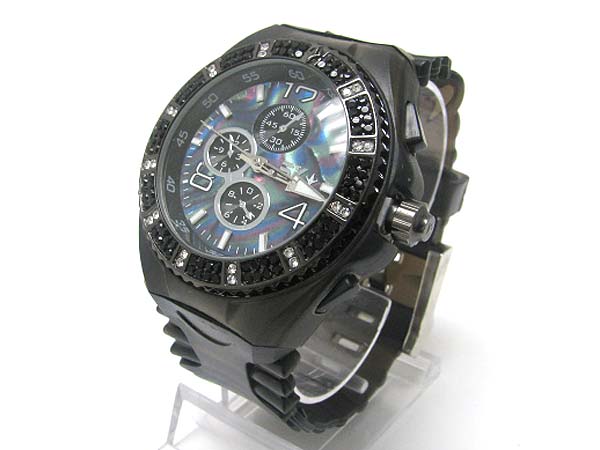 Double line crystal color rubber jelly band fashion sports watch