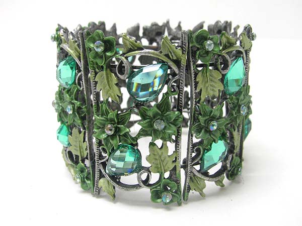 Enamel art work flower flexible bangle?
