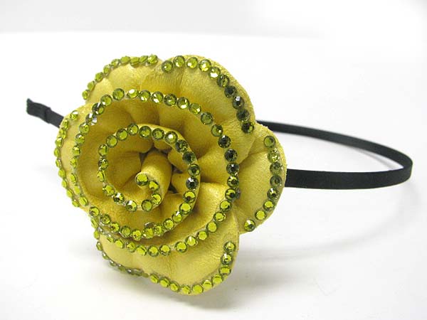 Crystal stud flower accent headband