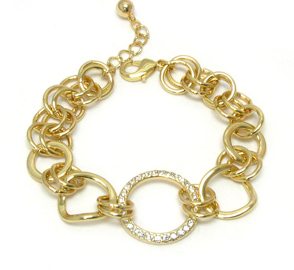 Crystal deco ring and chain link bracelet