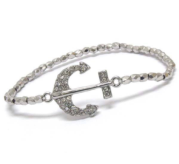 Crystal deco nautica anchor stretch bracelet