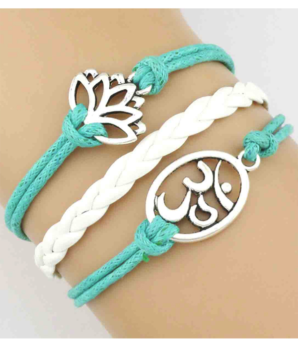 Ohm and lotus yoga meditation charm bracelet