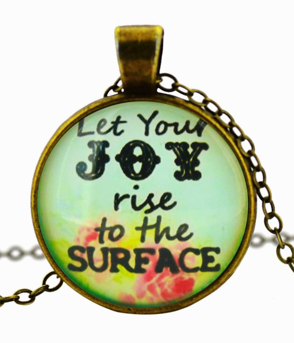 Antique bronze message cabochon necklace