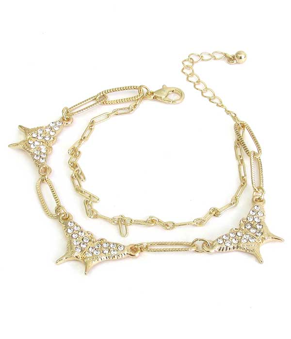 DOUBLE LAYER CRYSTAL BUTTERFLY CHAIN BRACELET