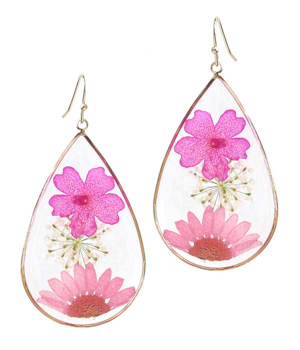 DRY FLOWER TEARDROP EARRING