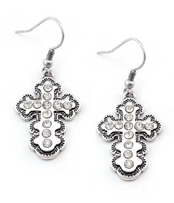 Crystal cross earring