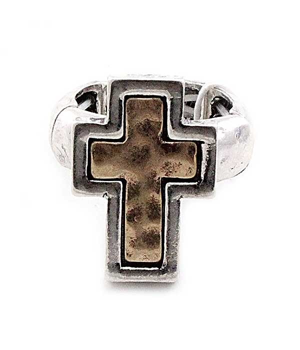 Religious inspiration cross stretch ring