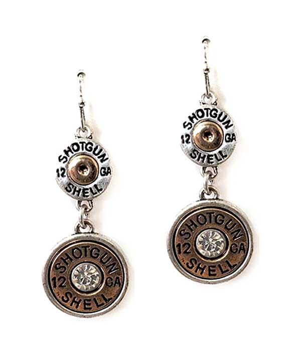 Crystal center double bullet drop earring