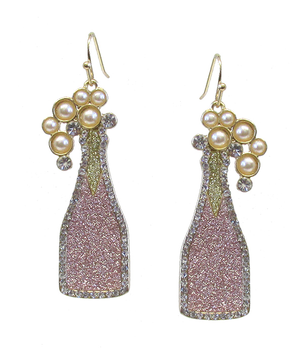 GLITTERING CHAMPAGNE BOTTLE EARRING