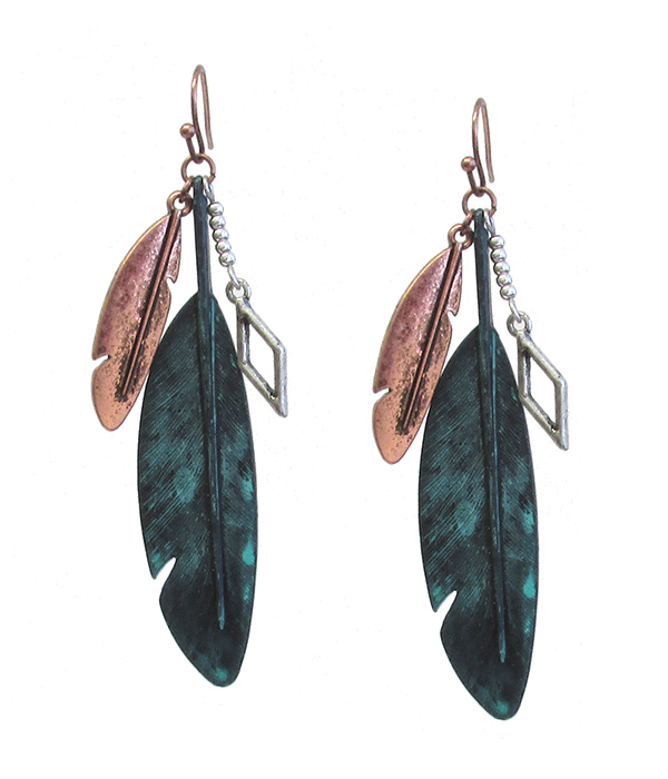 MULTI FEATHER DROP EARRING