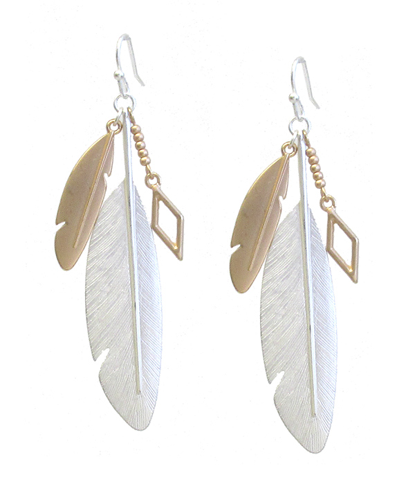 Multi feather drop earring