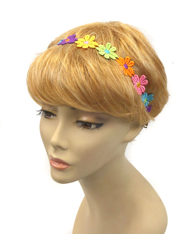 Multi color flower crown headband