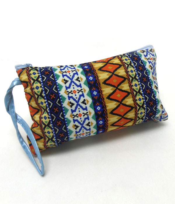 Tribal print zipper pouch