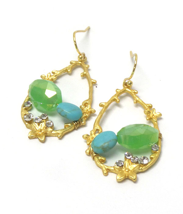 Genuine semi precious stone oval double stone - opal green