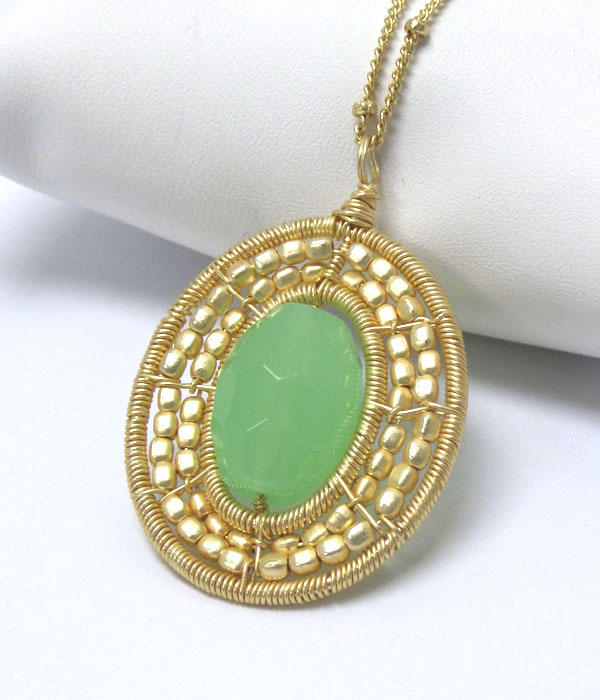 Genuine semi precious stone doubly layer bead necklace - opal green quartz