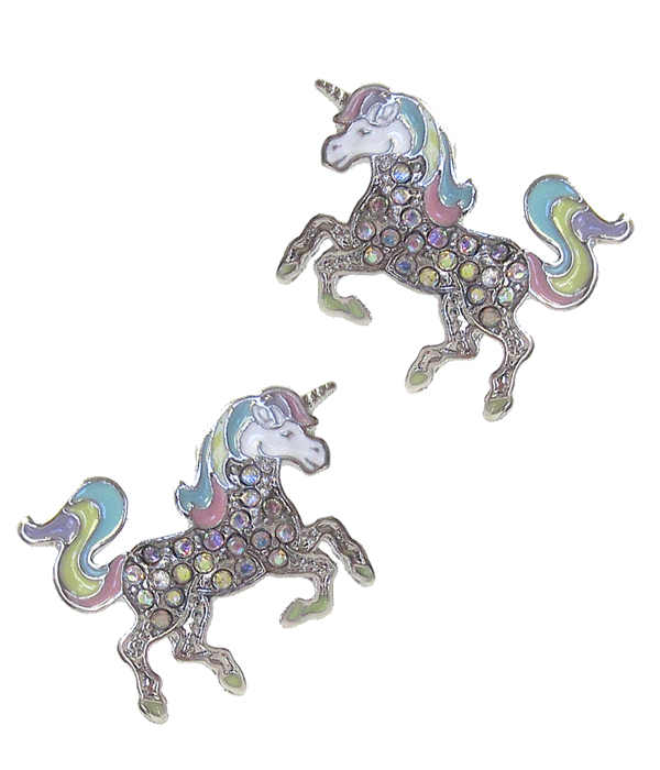 Crystal unicorn earring