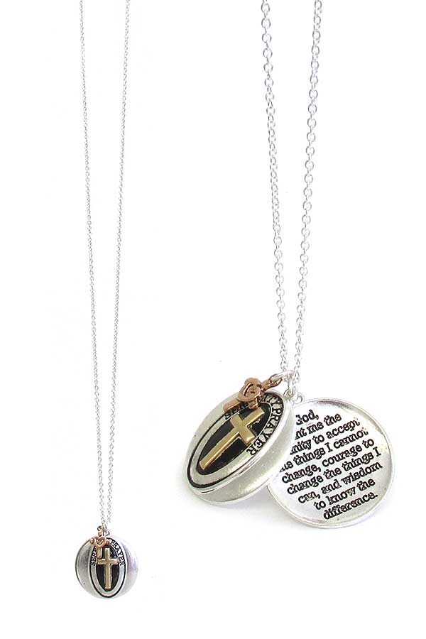 RELIGIOUS INSPIRATION MESSAGE DOUBLE PENDANT LONG NECKLACE -