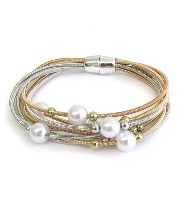 MULTI STRETCH SPRING AND PEARL MAGNETIC BRACELET