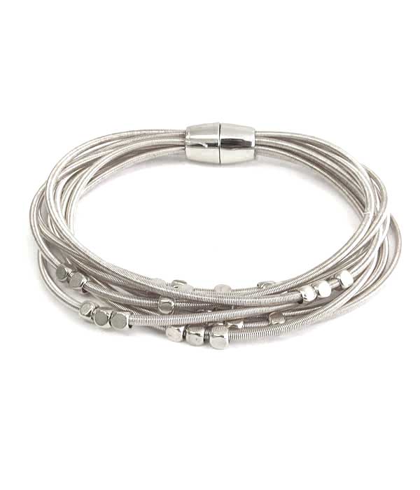 MULTI STRETCH SPRING AND METAL BEAD MAGNETIC BRACELET
