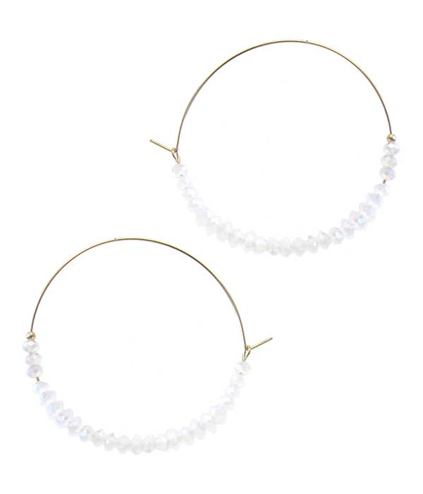 Glass seedbead wire hoop earring