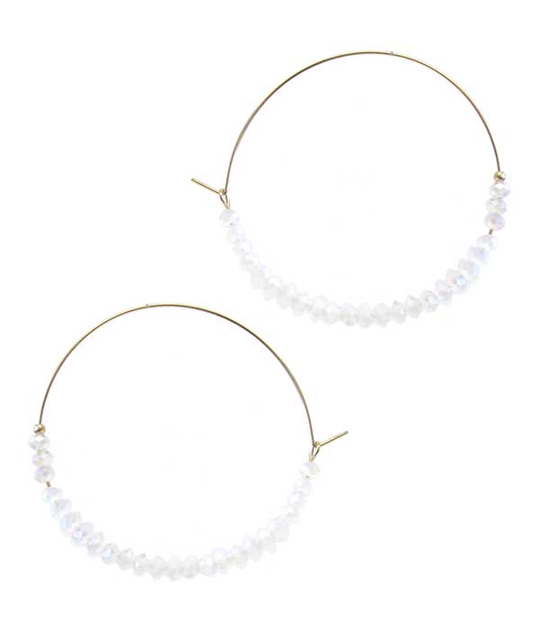 GLASS SEEDBEAD WIRE HOOP EARRING