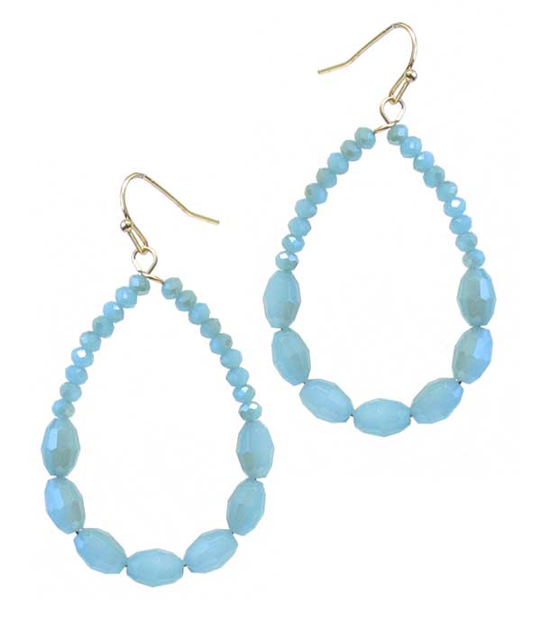 Facet stone and seedbead teardrop earring
