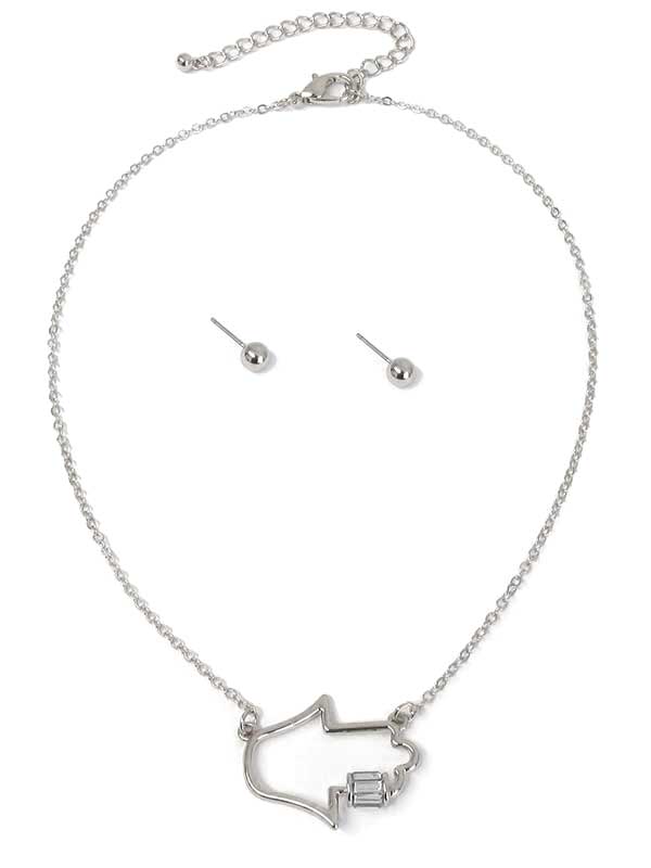 Crystal hamsa carabiner pendant necklace set