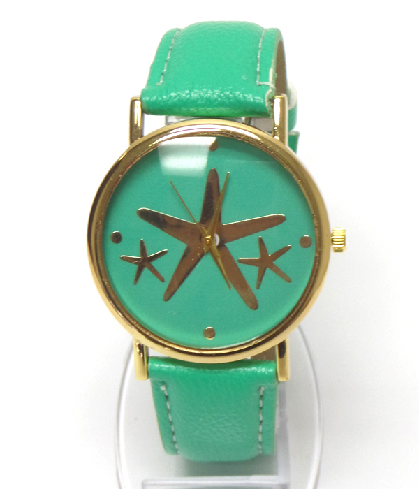 Starfish leatherette band watch