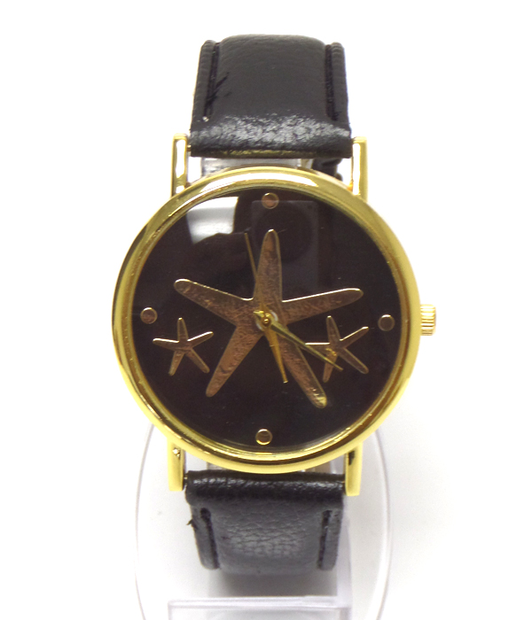 Starfish leatherette band watch
