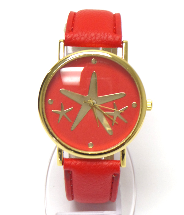 Starfish leatherette band watch