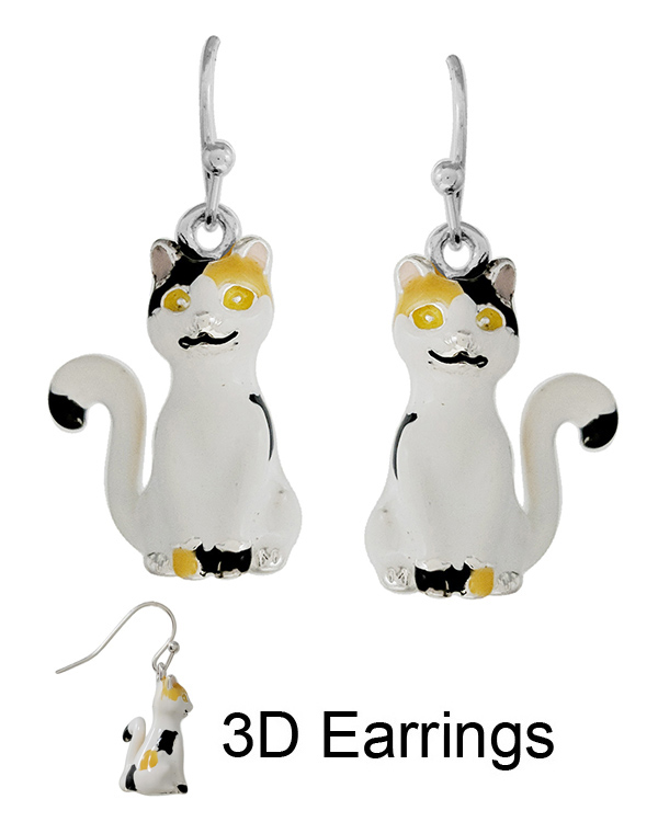PET LOVERS THEME EPOXY 3D EARRING - CAT