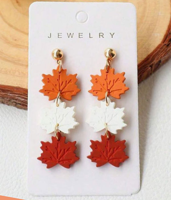 Maple leaf drop acrylic earring
