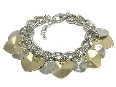 Shiny metal two tone chain bracelet