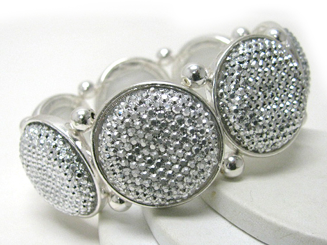 Metallic stone disk stretch bracelet
