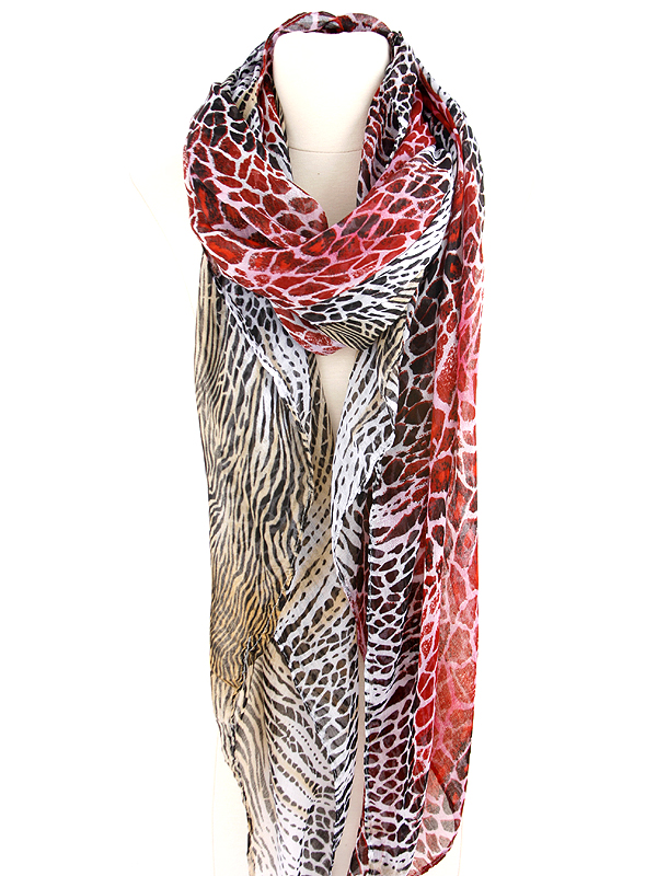 100% polyester multi color animal print scarf