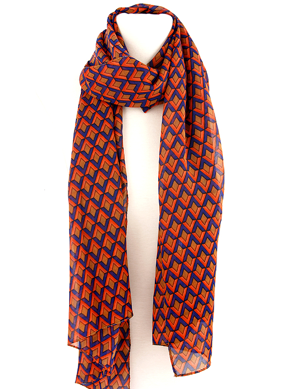 100% polyester geometric pattern scarf