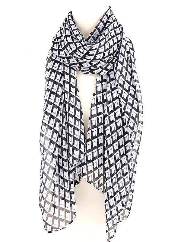 100% polyester geometric pattern scarf