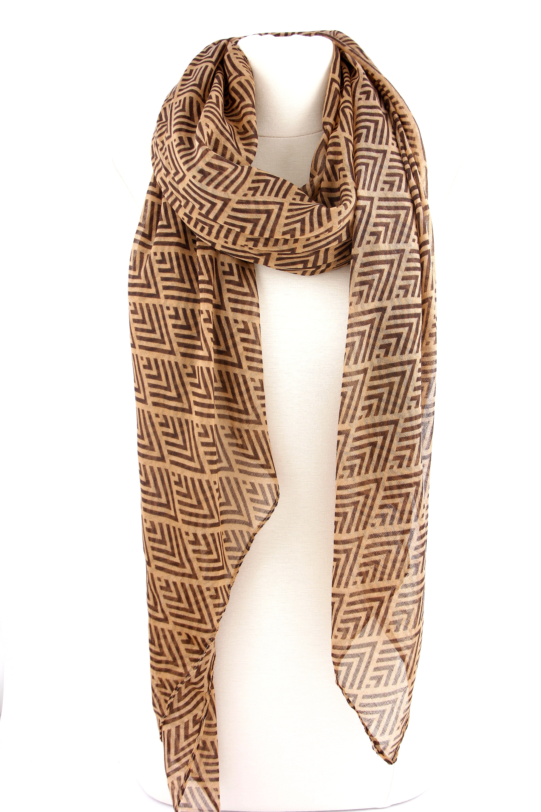 100% polyester chevron pattern scarf