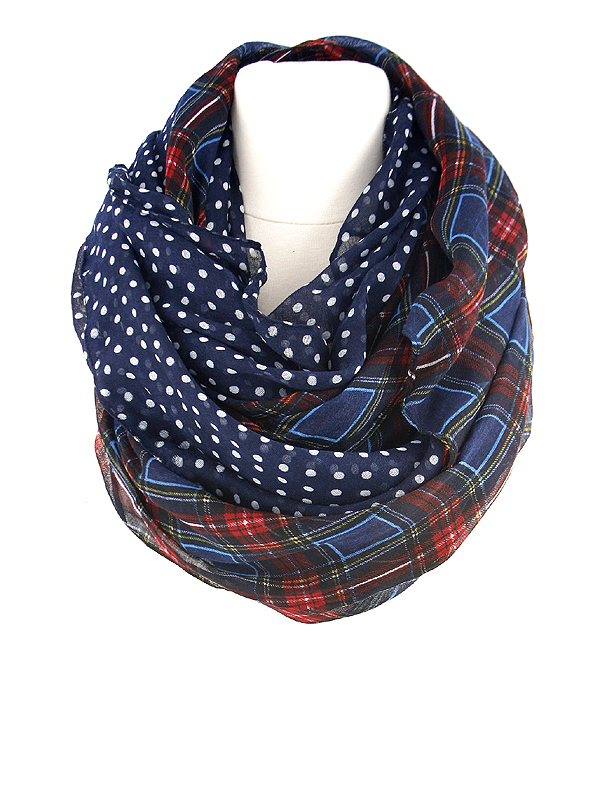 100% polyester designer pattern and dots scarf