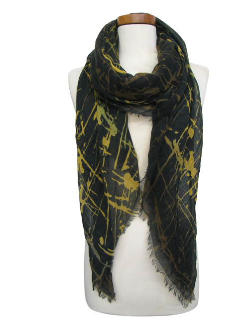 100% polyester paint splatter pattern scarf
