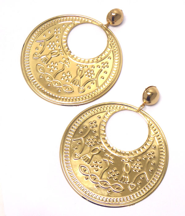 Large tribal meal disk earring