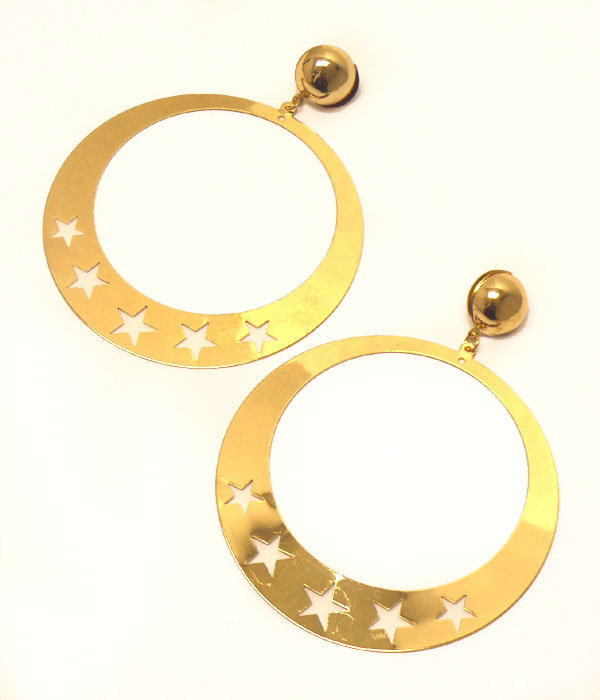Star large metal hoop drop earring