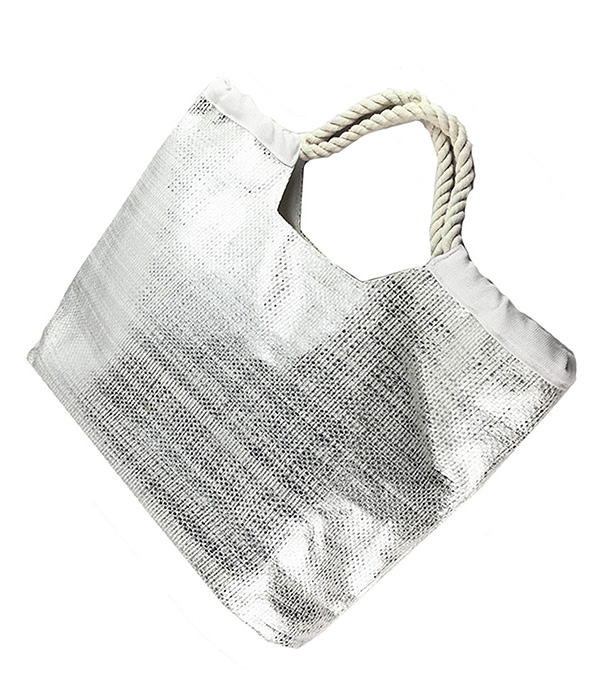 Metallic beach tote bag