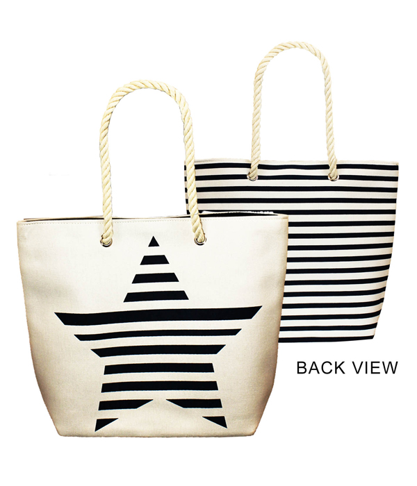 Stripe star beach shouler bag
