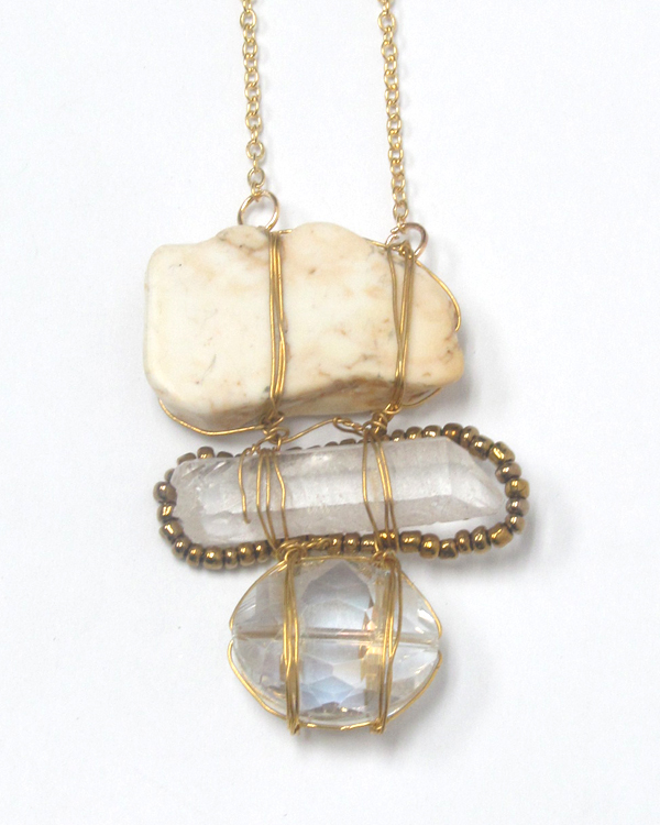 Handmade genuine stones linked necklace