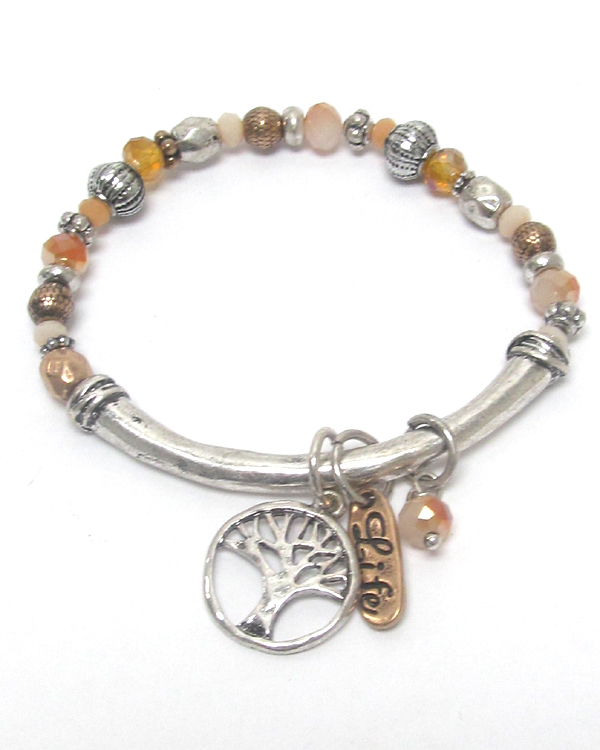 Multi beads charm drop bracelet 